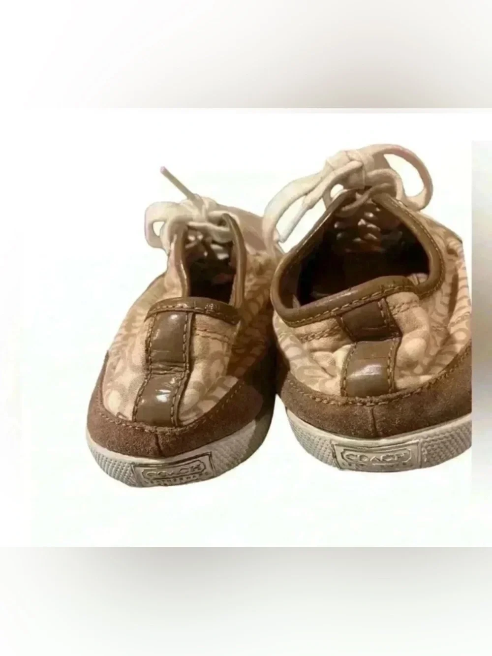 COACH Womens Edith Lace Up Signature Sneakers